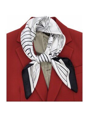 ✨Luxury Silky Soft Scarf Black White Floral Lily Geometric Print Square Bandana